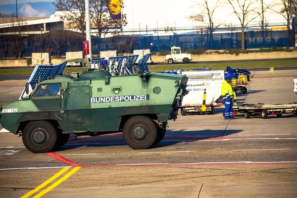 Police armored  protection vehicle in International Frankfurt Airport, the busiest airport of Germany