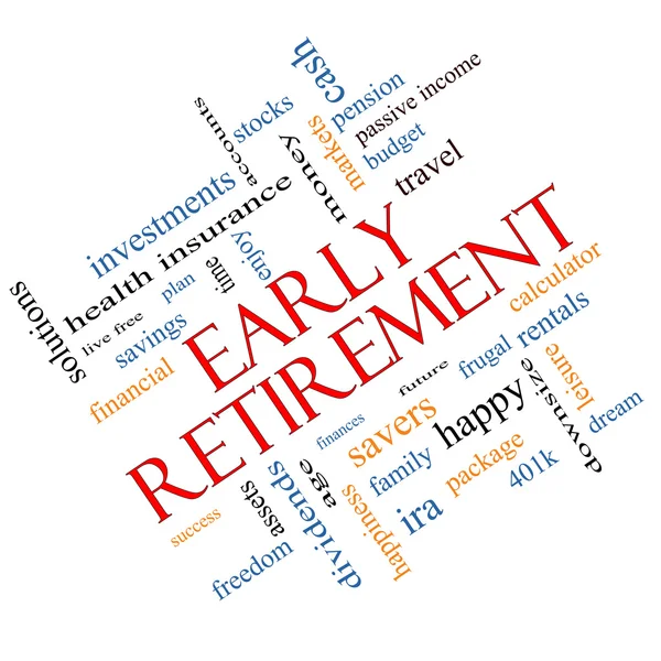 Early Retirement Word Cloud Concept Angled