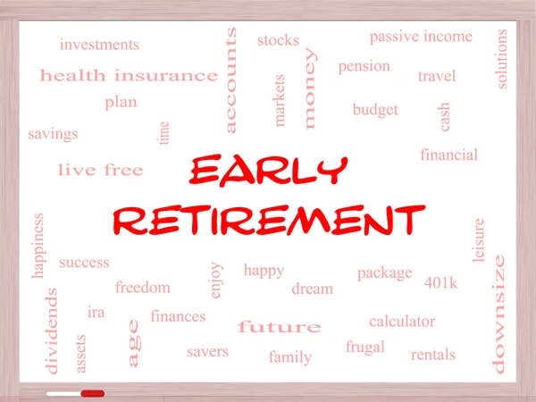 Early Retirement Word Cloud Concept on a Whiteboard