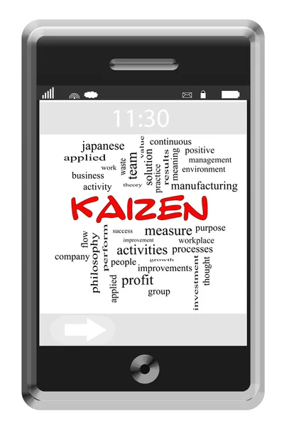 Kaizen Word Cloud Concept on a Touchscreen Phone