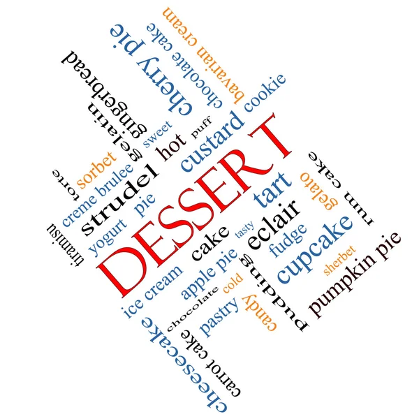 Dessert Word Cloud Concept Angled