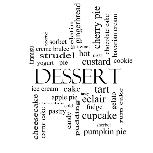 Dessert Word Cloud Concept in black and white