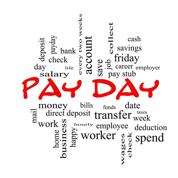 Pay Day Word Cloud Concept in red caps