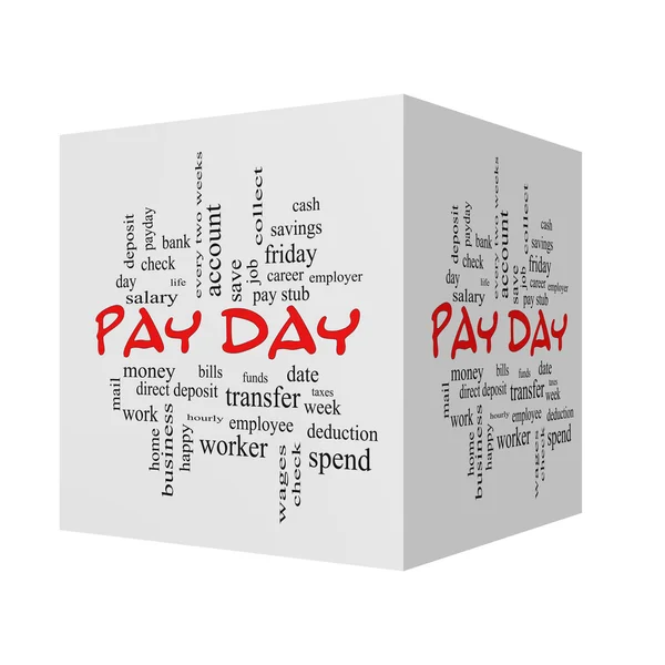 Pay Day 3D cube Word Cloud Concept in red caps