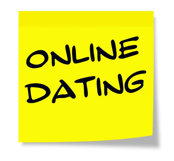 Online Dating written on a yellow sticky note