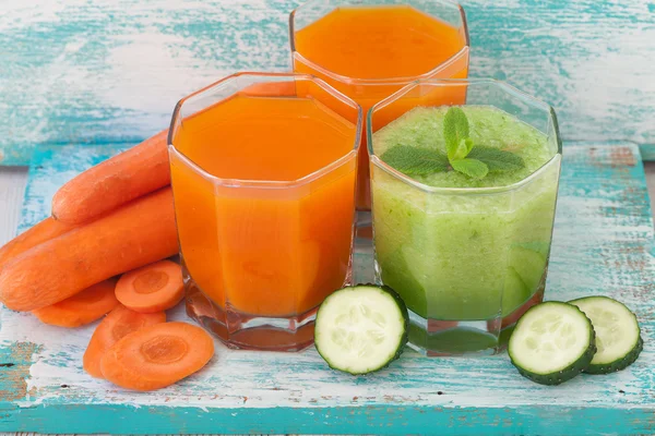 Tomato, cucumber, carrot Juice and vegetables