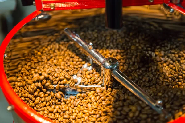 Coffee roasting machine in a coffee house