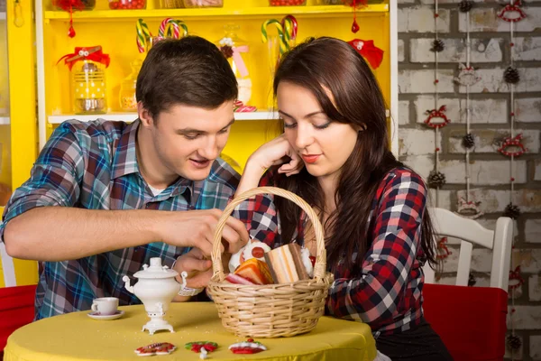 Sweet Young Lovers Dating at the Shop