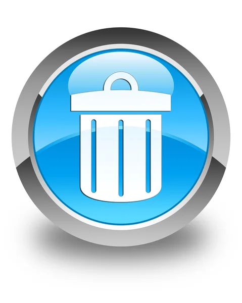 Recycle bin icon glossy cyan blue round button