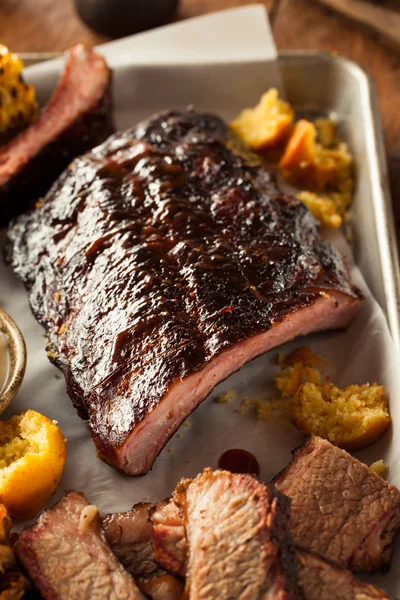 Barbecue Smoked Brisket and Ribs Platter