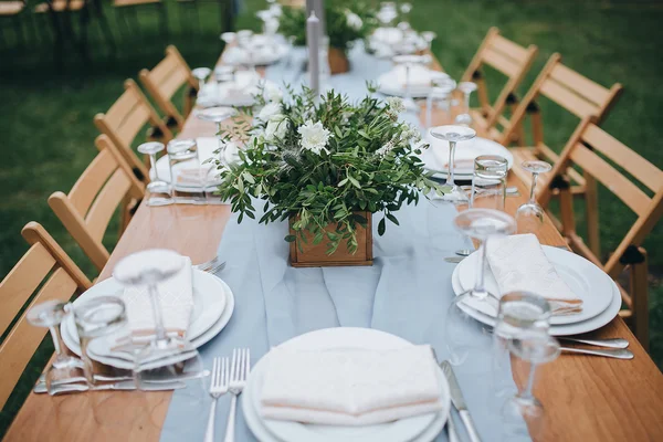 Decorated and served festive table