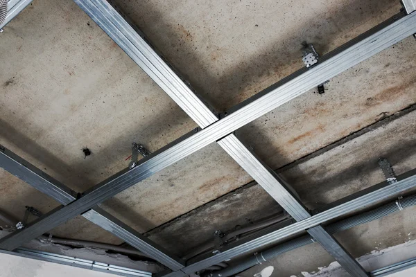 Suspended ceiling structure, before installation of gypsum plasterboard
