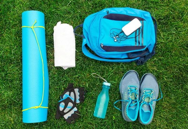 Different tools and accessories for sport. Fitness concept