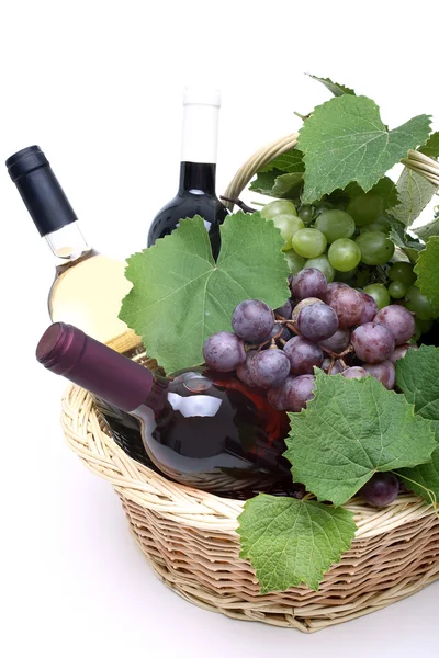 Bottles of white and red wine background