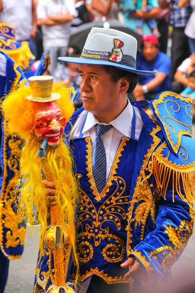 LIMA, PERU-FEBRUARY 1: Unidentified man performs during Festival of the Virgin de la Candelaria on February 1,2015 in Lima, Peru. Core of the festival is dancing performed by different dance schools