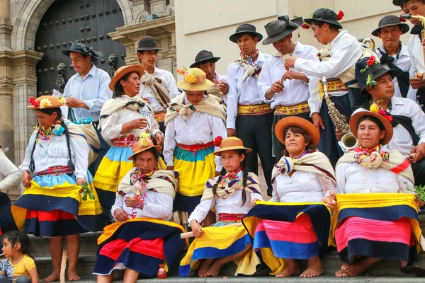 LIMA, PERU-JANUARY 31: Unidentified people rest during Festival of the Virgin de la Candelaria on January 31,2015 in Lima, Peru. Core of the festival is dancing performed by different dance schools