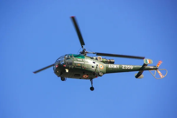 JAIPUR, INDIA - FEBRUARY 28: Military helicopter flying in blue