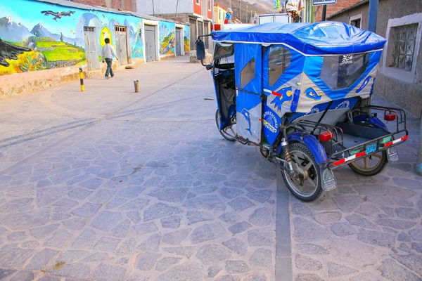CHIVAY, PERU-JANUARY 15: Auto rickshaw parked in the street on J