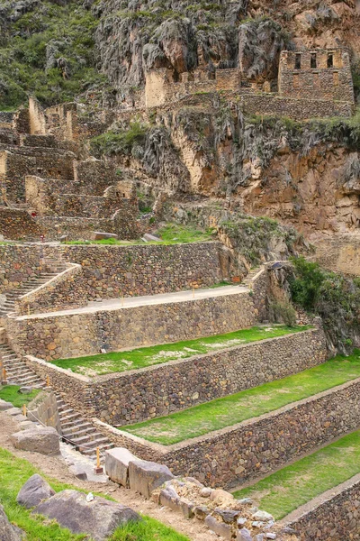 Terraces of Pumatallis at the Inca Fortress in Ollantaytambo, Pe