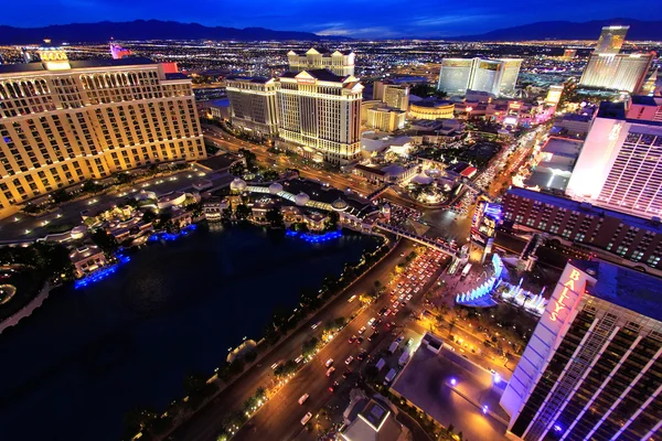 Aerial view of Bellagio and Caesars Palace hotel and casino with