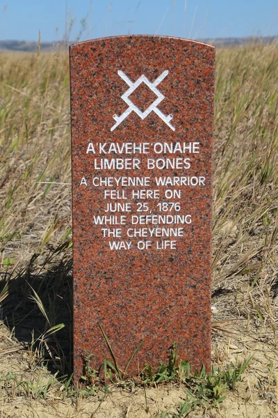 Indian warrior marker stone at Little Bighorn Battlefield Nation