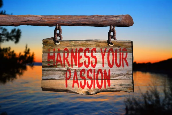 Harness your passion motivational phrase sign