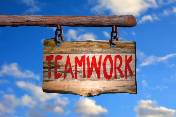 Teamwork motivational phrase sign