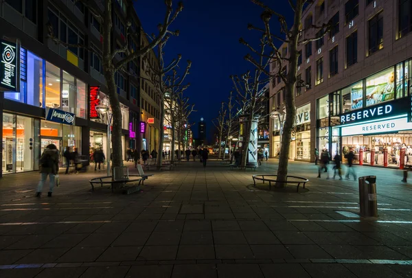 The historic shopping street in the central part of the city - Koenigstrasse (King Street) in the evening lights.