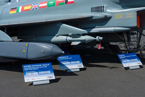 Samples of the suspension arms, missiles and aerial bombs of multirole fighter Eurofighter Typhoon.