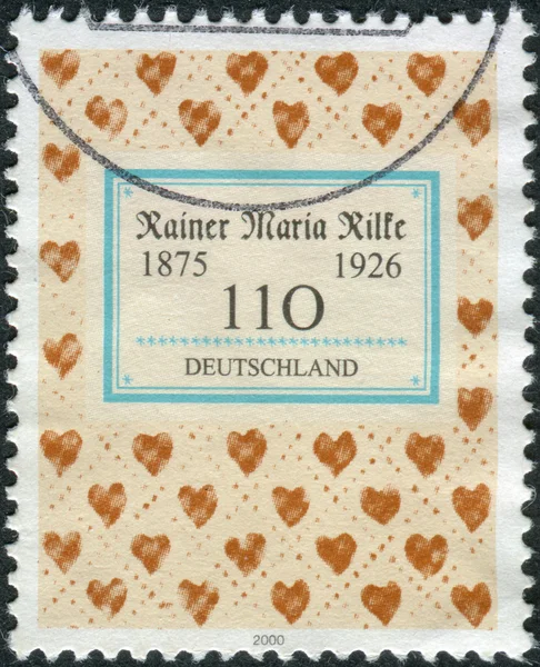 Postage stamp printed in Germany, dedicated to the 125th anniversary of the birth of the poet Rainer Maria Rilke