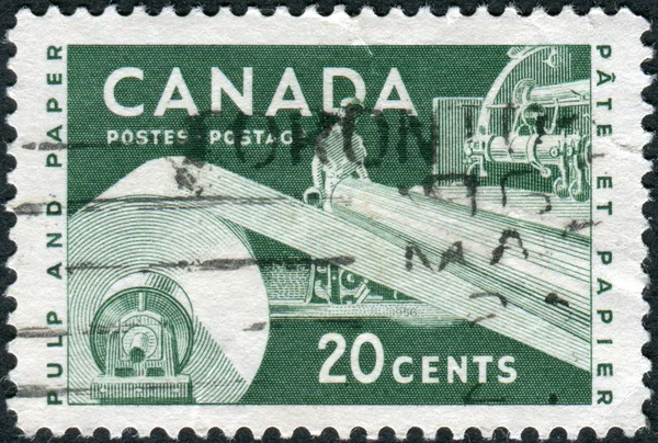 Postage stamp printed in Canada, dedicated to Paper Industry, shows the Pulp and Paper