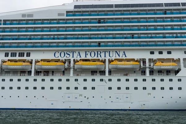 Detail of a cruise liner Costa Fortuna. Costa Fortuna is a cruise ship Destiny-class, Length 273 m, capacity of 2720 passengers.
