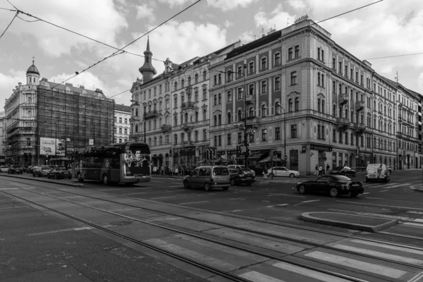 Street and everyday life of the city. Black and white. Prague is the capital and largest city of the Czech Republic.