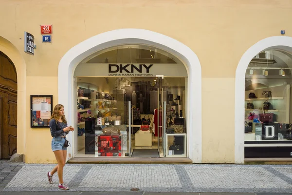 DKNY store. DKNY is a New York-based fashion house specializing in fashion goods for men and women founded in 1984 by Donna Karan.