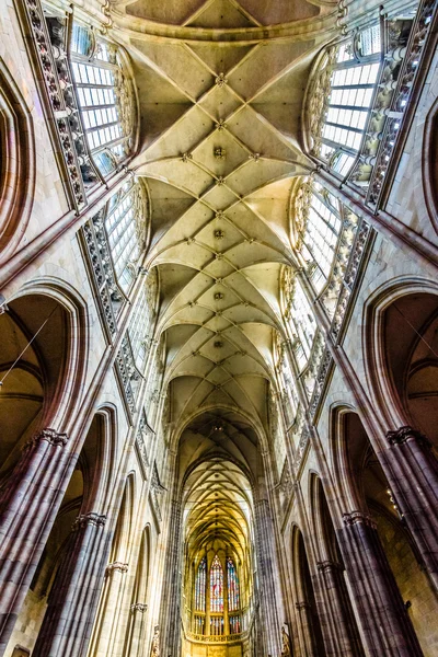 Interior of the Metropolitan Cathedral of Saints Vitus, Wenceslaus and Adalbert. The cathedral is an excellent example of Gothic architecture