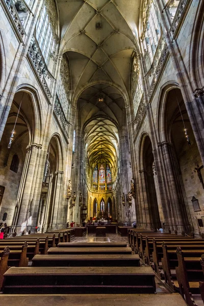 Interior of the Metropolitan Cathedral of Saints Vitus, Wenceslaus and Adalbert. The cathedral is an excellent example of Gothic architecture