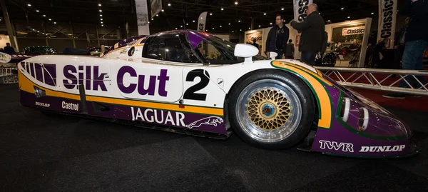 A sports-prototype race car Jaguar XJR-9. Team Silk Cut, winner of the 24 Hours of Le Mans, 1988