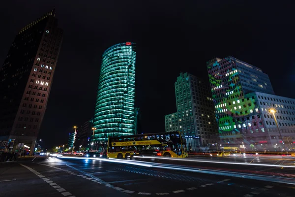 Skyscrapers on Potsdamer Platz to night lighting, the annual \