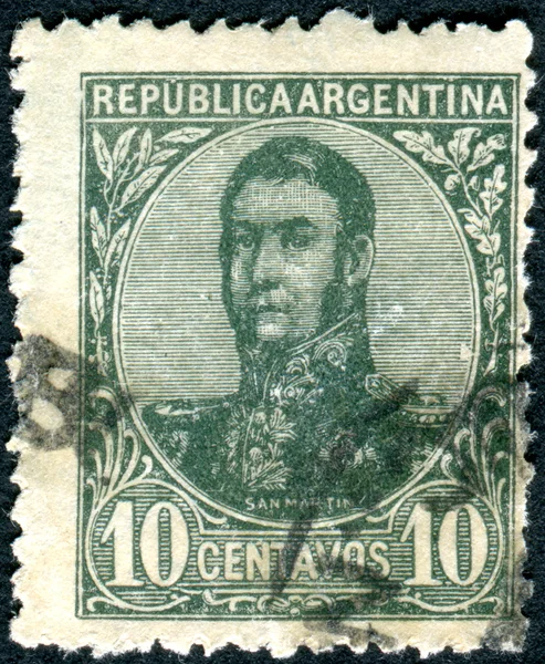 A stamp printed in the Argentina, shows a national hero, Jose de San Martin