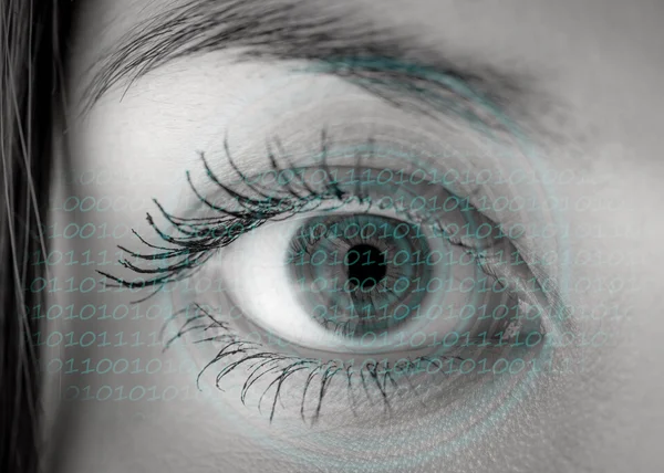 Eye viewing digital information.