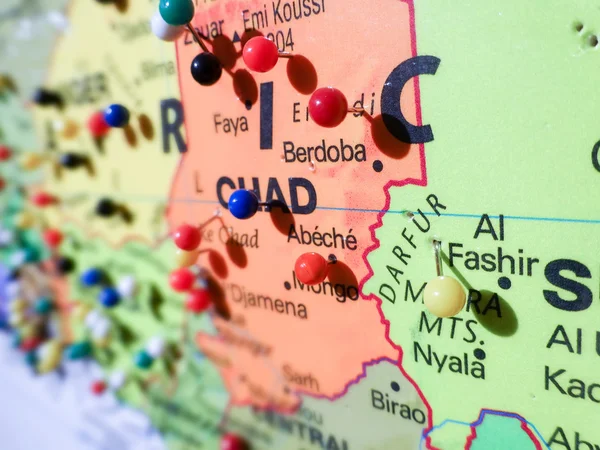 Pins over chad country map
