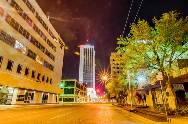 Streets of amarillo texas city skyline at night