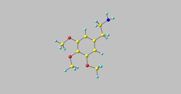 3D illustration of Mescaline molecular structure isolated on grey