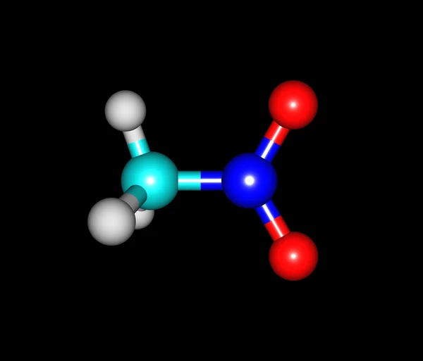 Nitromethane molecule isolated on black