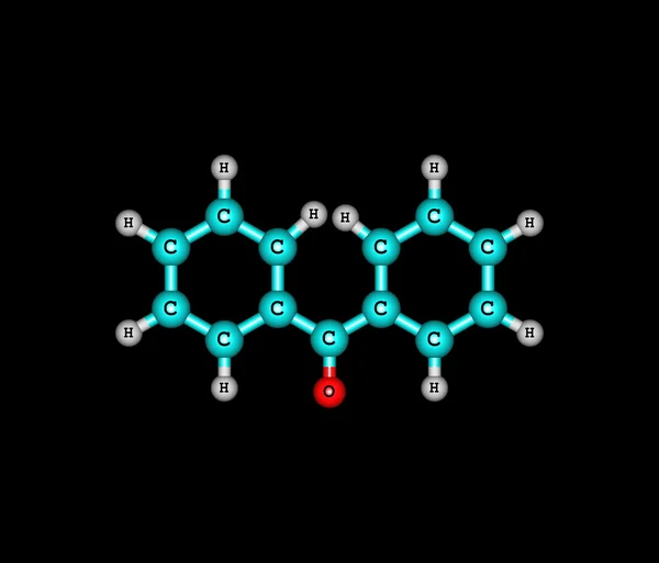 Benzophenone molecule isolated on black