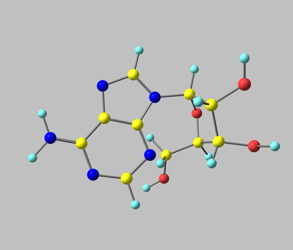 Adenosine molecule isolated on grey