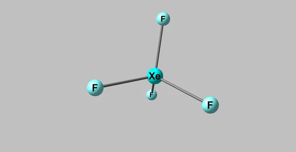 Xenon tetrafluoride molecular structure isolated on grey