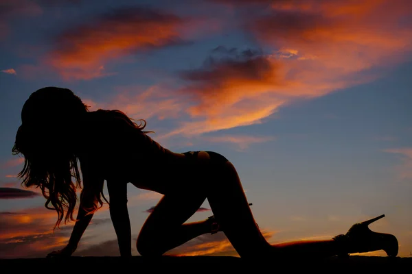 Silhouette of beautiful woman in bikini