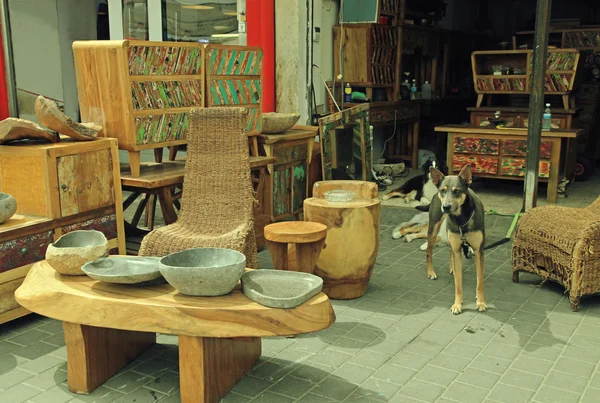 Vintage furniture at entry to shop at Jaffa flea market in Tel Aviv