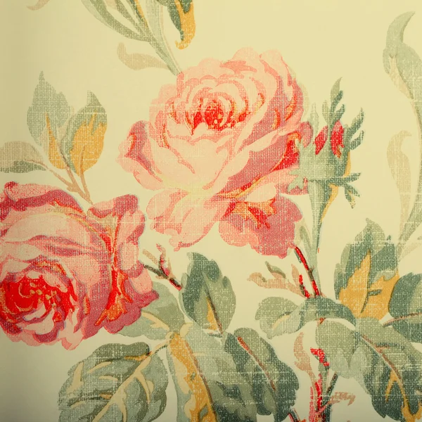 Detail of vintage wallpaper with rose floral victorian pattern
